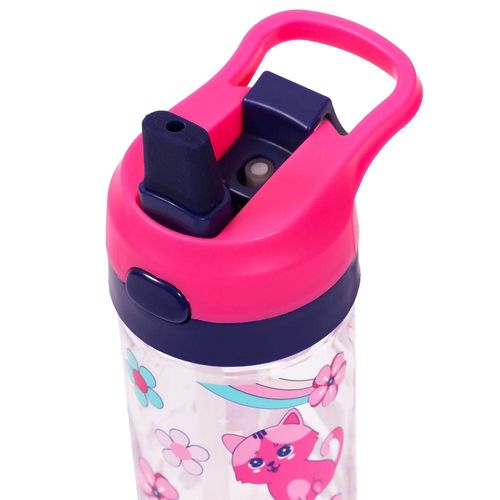 Eazy Kids Lunch Box Set and Tritan Water Bottle w/ Spray, Cat - Pink, 420ml