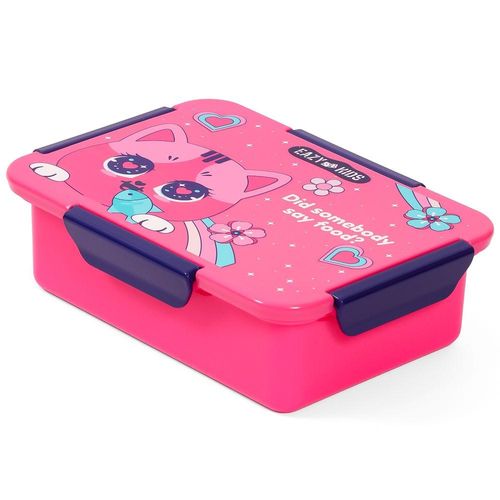 Eazy Kids Lunch Box Set and Tritan Water Bottle w/ Spray, Cat - Pink, 420ml