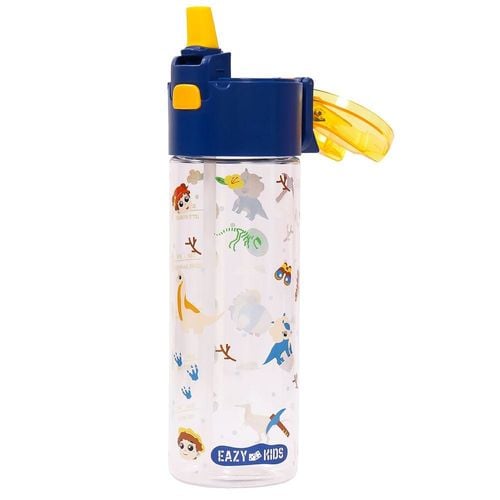 Eazy Kids Lunch Box and Tritan Water Bottle w/ Snack Box, T-Rex- Blue, 450ml