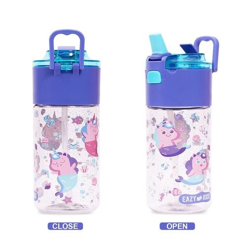 Eazy Kids Lunch Box and Tritan Water Bottle w/ Snack Box, Mermaid - Purple, 450ml