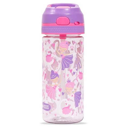 Eazy Kids Lunch Box Set and Tritan Water Bottle w/ Lockable Push button and Carry Handle, Tropical - Purple, 420ml