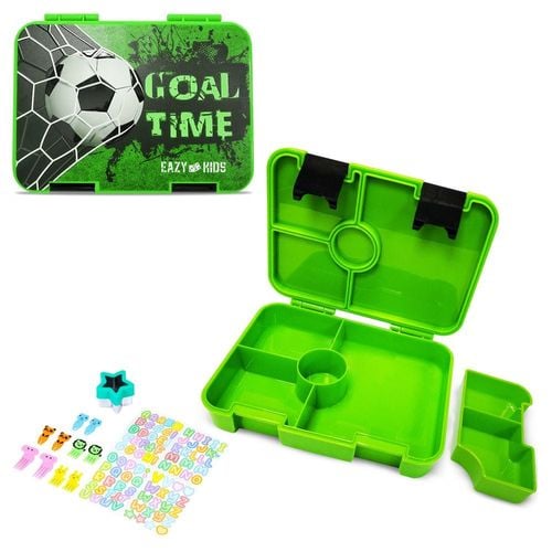 Eazy Kids 6 & 4 Convertible Bento Lunch Box wt Sandwich Cutter Set - Goal Time