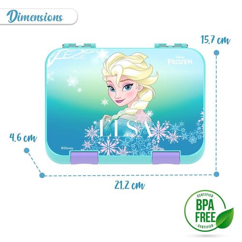Disney Frozen Princess Elsa 6 / 4 Compartment Convertible Bento Tritan Lunch Box - Blue