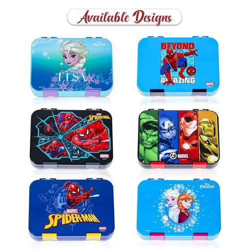 Marvel Avengers Super Hero 6 / 4 Compartment Convertible Bento Tritan Lunch Box - Black
