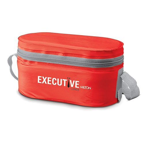 Milton Executive Insulated Lunch Box (2 Stainless Steel Container, 280 ml Each; 1 Microwave Safe Container, 450 ml) wt Lunch Bag, Red