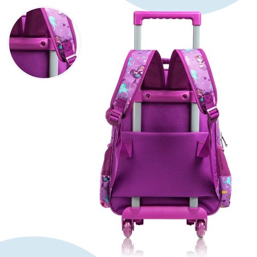Eazy Kids - 16" Set of 3 Trolley School Bag Lunch Bag & Pencil Case Mermaid - Purple