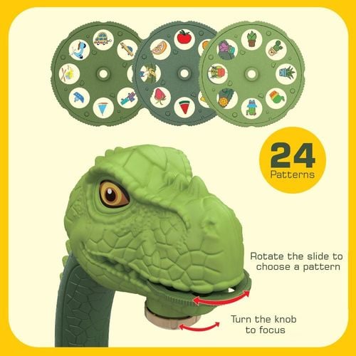 Little Story Diy T-Rex 3-In-1 Spinning Puzzle Block Table, Projection Drawing Board & Learning Table Set (81 Pcs), Stem Series - Multicolor
