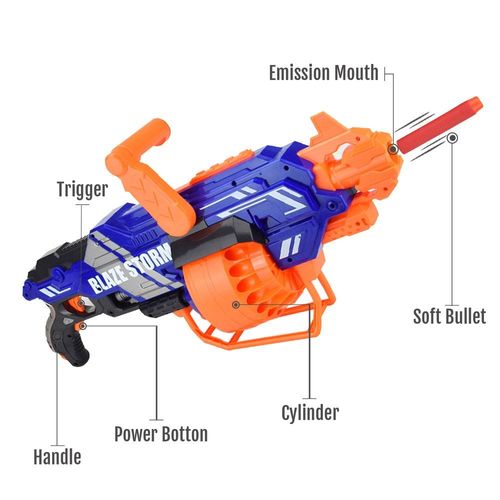 Little Story Kids Battery Operated Bullet Gun wt 40pcs Soft Bullets - Blue