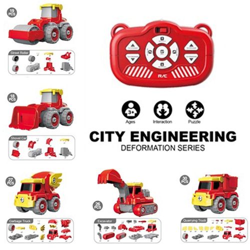 Little Story - Kids Toy 5in1 Dinosaur Robot Transformation Vehicle with Remote - Red