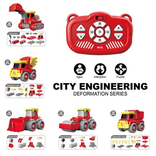 Little Story - Kids Toy 5in1 Dinosaur Robot Transformation Vehicle with Remote - Red