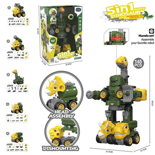 Little Story - Kids Toy 5in1 Dinosaur Robot Transformation Vehicle - Green