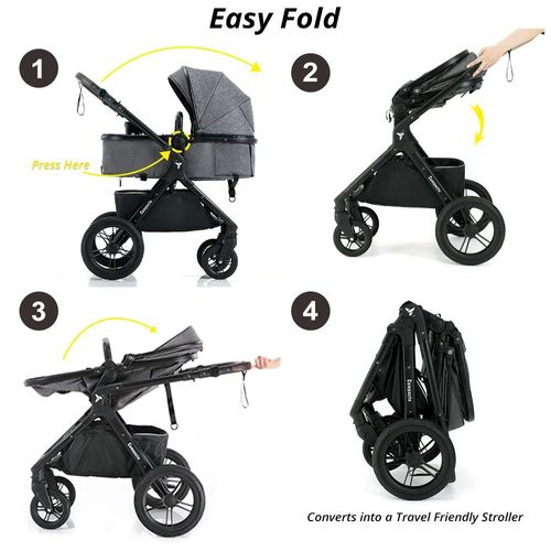 Teknum 3In1 Compacto Travel Stroller-Dark Grey