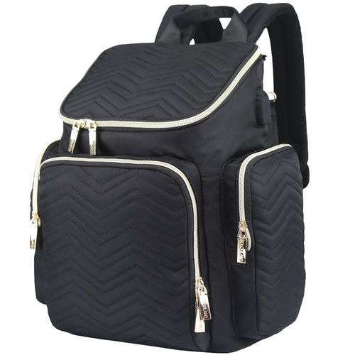 Little Story Georgia Diaper Bag Wt Changing Pad &Stroller Hooks - Black
