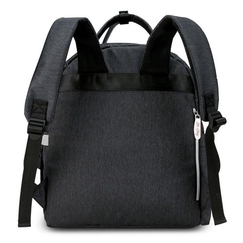 Little Story Quilted Diaper Backpack W/ Pacifier Bag And Stroller Hooks-Black