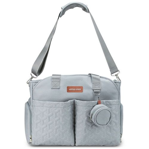 Little Story Quilted Diaper Bag W/ Pacifier Pouch-Blue