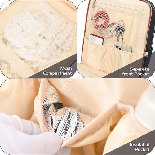Little Story 2In1 Diaper Bag W/ Sanitizer Bottle Keychain & Stroller Hooks - Black