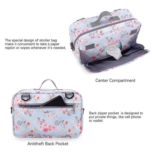 Little Story Baby Diaper Changing Clutch Kit-Floral Grey
