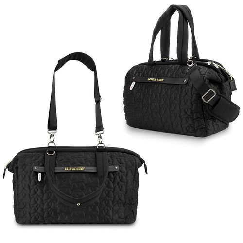 Little Story Quilted Diaper Bag W/ Shoulder Strap-Black