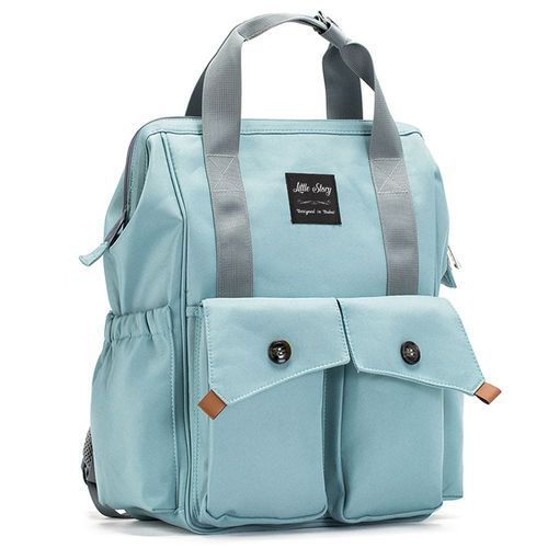 Little Story Elite Diaper Bag W/ Stroller Hooks & Changing Mat -Blue