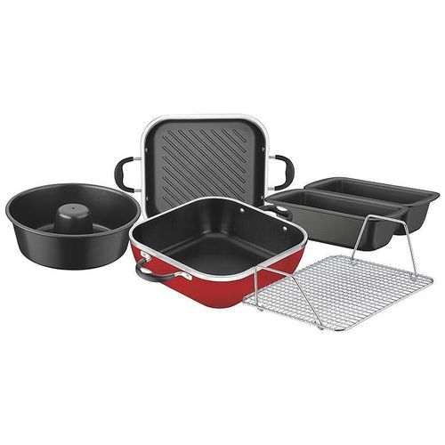 Tramontina Lyon 360 6 Pieces Red Forged Aluminum Cookware Set with Interior Starflon High Performance PFOA Free Nonstick Coating