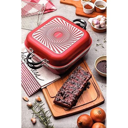 Tramontina Lyon 360 6 Pieces Red Forged Aluminum Cookware Set with Interior Starflon High Performance PFOA Free Nonstick Coating