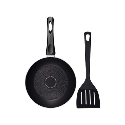 Tramontina Paris+ 30cm Black Aluminum Frying Pan with Interior and Exterior Starflon Excellent PFOA Free Nonstick Coating with Spatula
