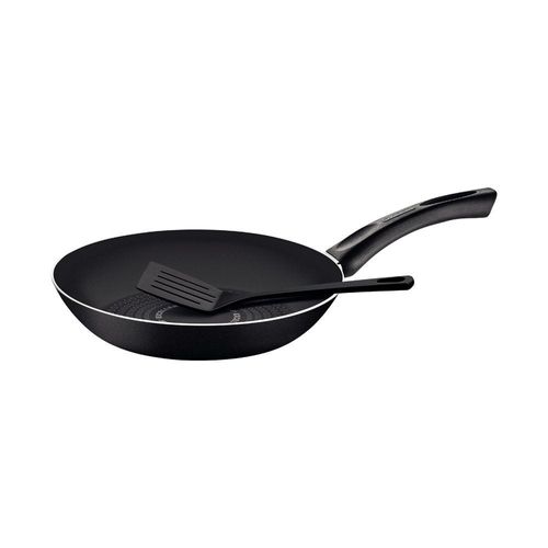 Tramontina Paris+ 30cm Black Aluminum Frying Pan with Interior and Exterior Starflon Excellent PFOA Free Nonstick Coating with Spatula