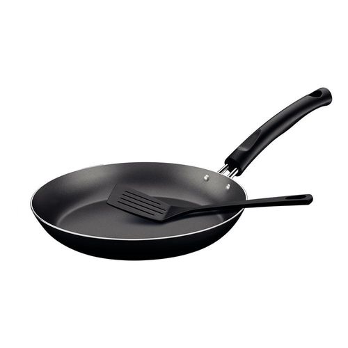 Tramontina Paris 30cm Aluminum Frying Pan with Interior Starflon Max PFOA Free Nonstick Coating and Exterior Black Silicon Coating with Spatula