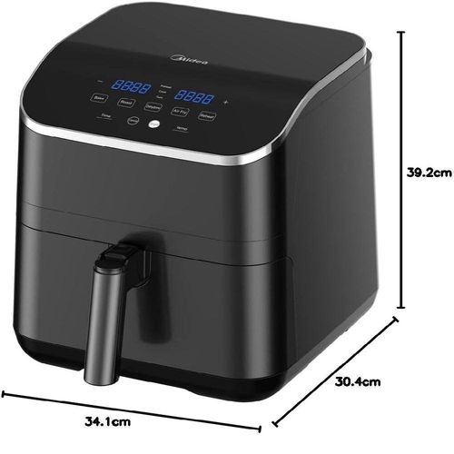 Midea XXL 5.5L Air Fryer 1700W with Dual Cyclone Rapid Hot Air Technology for Frying, Grilling, Broiling, Roasting, Baking & Toasting, Digital Control, Best Oil Free Fryer for Large Family, MFCN55D2