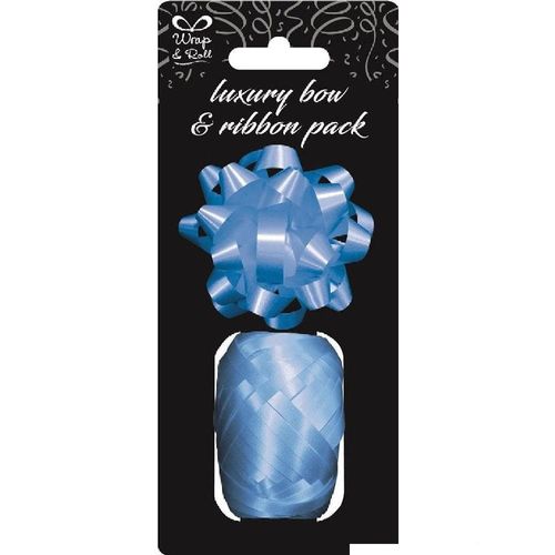 Wrap & Roll Blue 3 inch Star Bow & Cop