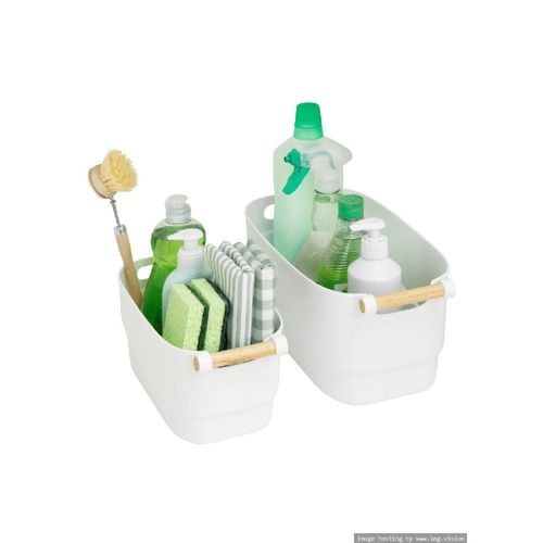 Wenko Organizer with Wooden Handle Medium White