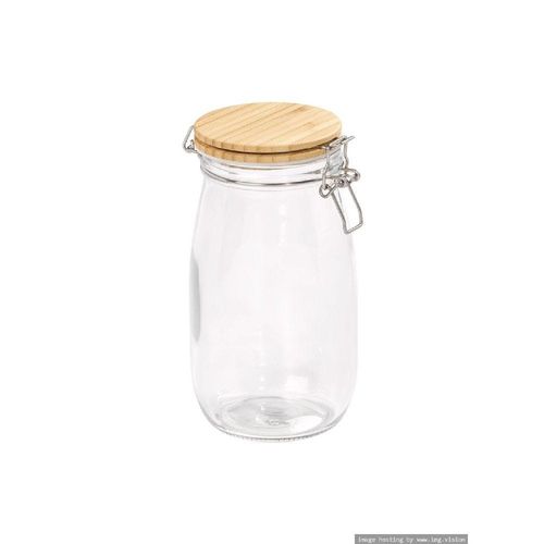 Tala 1.2 Liter Glass Jar with Bamboo Clip Top Lid Stainless Steel Clips & Clear Silicone Seals