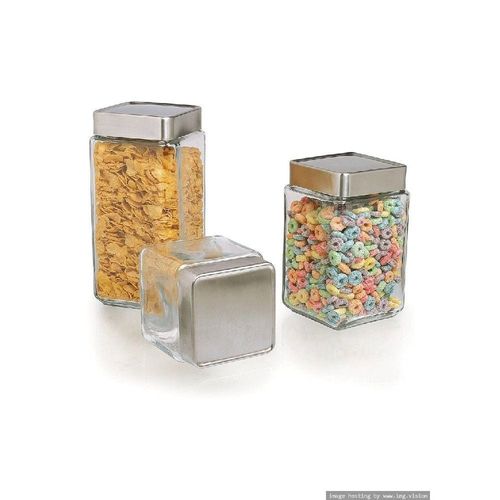 Anchor Hocking 1 Quart Stackable Jar with Brushed Aluminum Lid