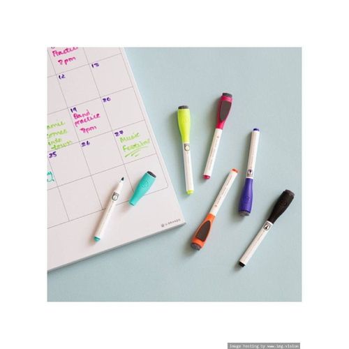 U Brands Magnetic Dry Erase Markers with Erasers Medium Point Pack of 6