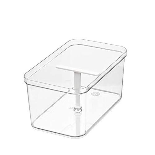 Interdesign Crisp Deep Drawer Bin with T Handle, Clear/Matte White transparent clear