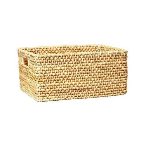 Natural Rattan Storage Bins With Handles Large 38x28x18cm