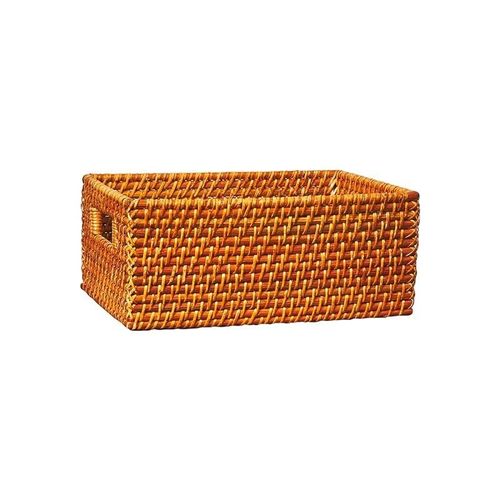 Copper Rattan Storage Bins With Handles Medium 33x24x14cm
