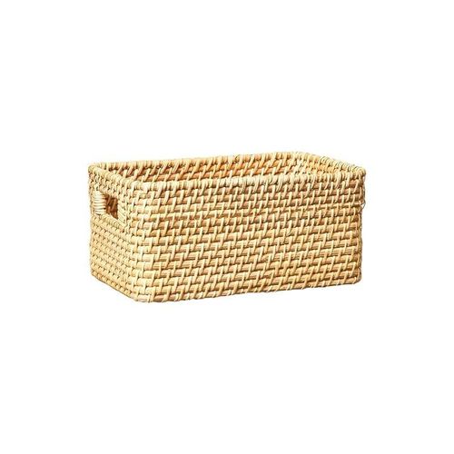 Natural Rattan Storage Bins With Handles Small 28x18x13cm