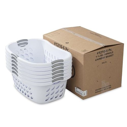 STERILITE Hip Hold Plastci, White with Titanium Handles WHT Laundry Basket, Pack of 1
