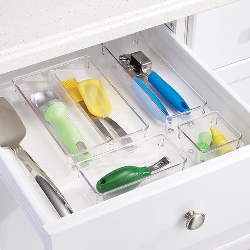 Idesign Linus Cutlery Tray For Silverware, Compact Kitchen Accessories For Storage And Organising Cutlery, Made Of Durable Plastic, Clear, Small