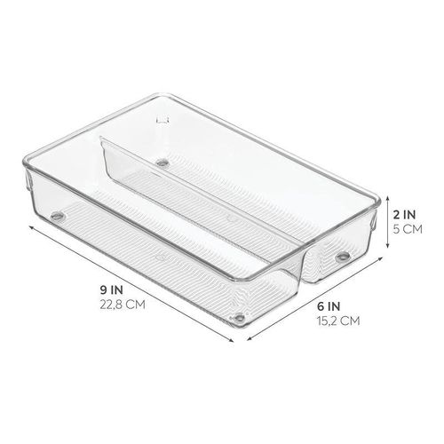 Idesign Linus Cutlery Tray For Silverware, Compact Kitchen Accessories For Storage And Organising Cutlery, Made Of Durable Plastic, Clear, Small