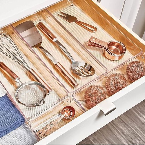 Idesign Id52660Es Linus Kitchen Drawer Organizer For Silverware, Clearplastic, Large