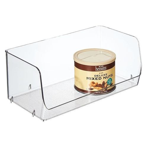 iDesign 66270 Linus Stackable Food Storage Boxes, Plastic Kitchen Storage Containers for Dry Foods, Clear