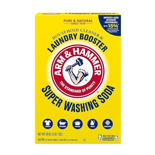 Arm &amp; Hammer &amp; Super Washing Soda Detergent Booster And Household Cleaner 55 Oz, Yellow, 3.43 Pound (Pack Of 1)