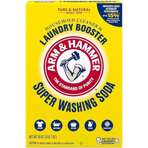 Arm &amp; Hammer &amp; Super Washing Soda Detergent Booster And Household Cleaner 55 Oz, Yellow, 3.43 Pound (Pack Of 1)