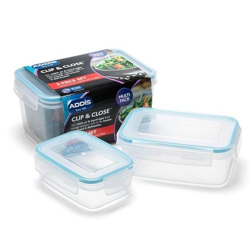 Addis Clip And Close Rectangle Food Storage Box 3 Piece Set