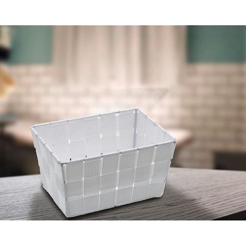 WENKO Storage basket Adria Mini Long White - bathroom basket, Polypropylene, 19 x 9 x 14 cm, White