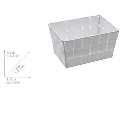 WENKO Storage basket Adria Mini Long White - bathroom basket, Polypropylene, 19 x 9 x 14 cm, White