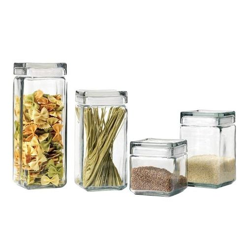 Anchor Hocking Stackable Glass Storage Jars with Glass Lid, 11 x 11 x 23.5 cm