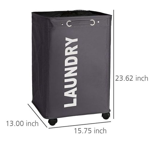 Wenko Laundry Bin Quadro Gray, Basket, 79 L, Dark Grey, 15.7 X 23.6 13 Inch